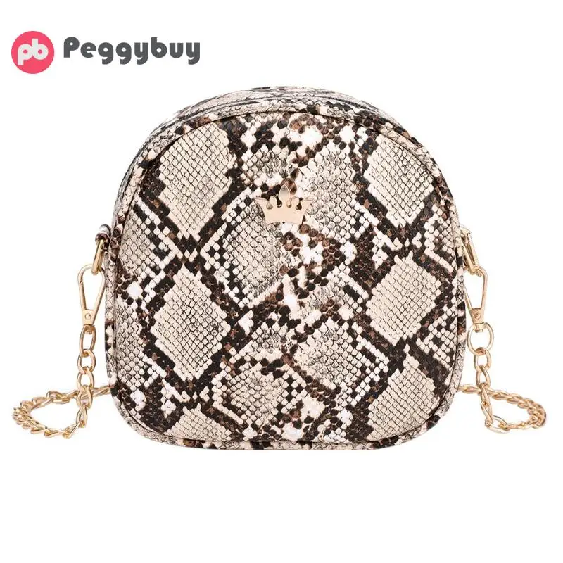 

Snake Print Chain Shell Shoulder Handbags Women Crown Leather Crossbody Bag Female Serpentine Messenger Bag Bolsas femenina New