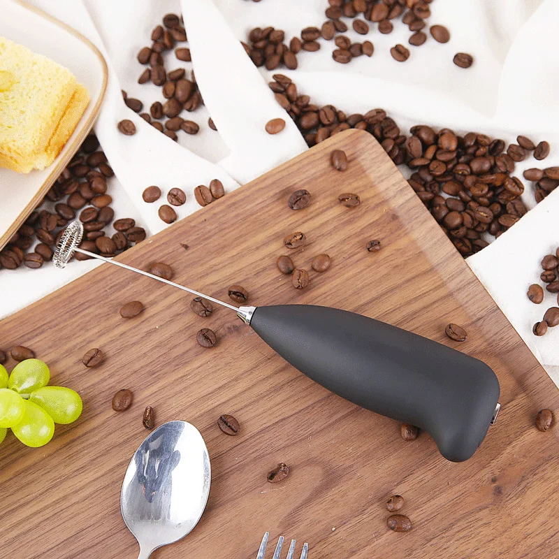 Black Handheld Milk Frother Wand Battery Coffee Frother and Foam Maker