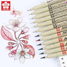 Sakura Pigma Micron тонкая грань ручка комплект для детей 3, 4, 9 разных Цвета профессиональный художественный маркер для манги Comic Pro Кисть для подводки ручка Набор для рисования