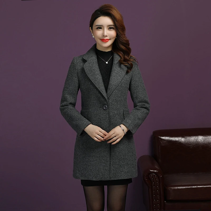 

Warm Woolen Coat Women Autumn Winter jacket Long Slim Fit Elegant Office Ladies Cardigan Overcoat Female High Quality Wool Coat