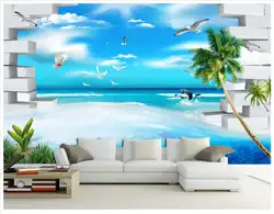 3D настенные фрески обои на заказ картина росписи Пейзаж 3D красивый свежий вид на море гостиная ТВ диван фоне стены фрески