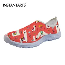 INSTANTARTS – baskets plates à enfiler pour femmes, chaussures de plage, de marche, motif Animal de dessin animé 3D, imprimé alpaga
