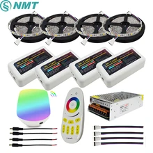 RGBW 12 В Светодиодная лента 5050 водонепроницаемый IP20/IP65 гибкий светодиодный светильник лента+ Mi светильник RF сенсорный пульт+ WiFi коробка+ 4 шт. 4-зонный контроллер