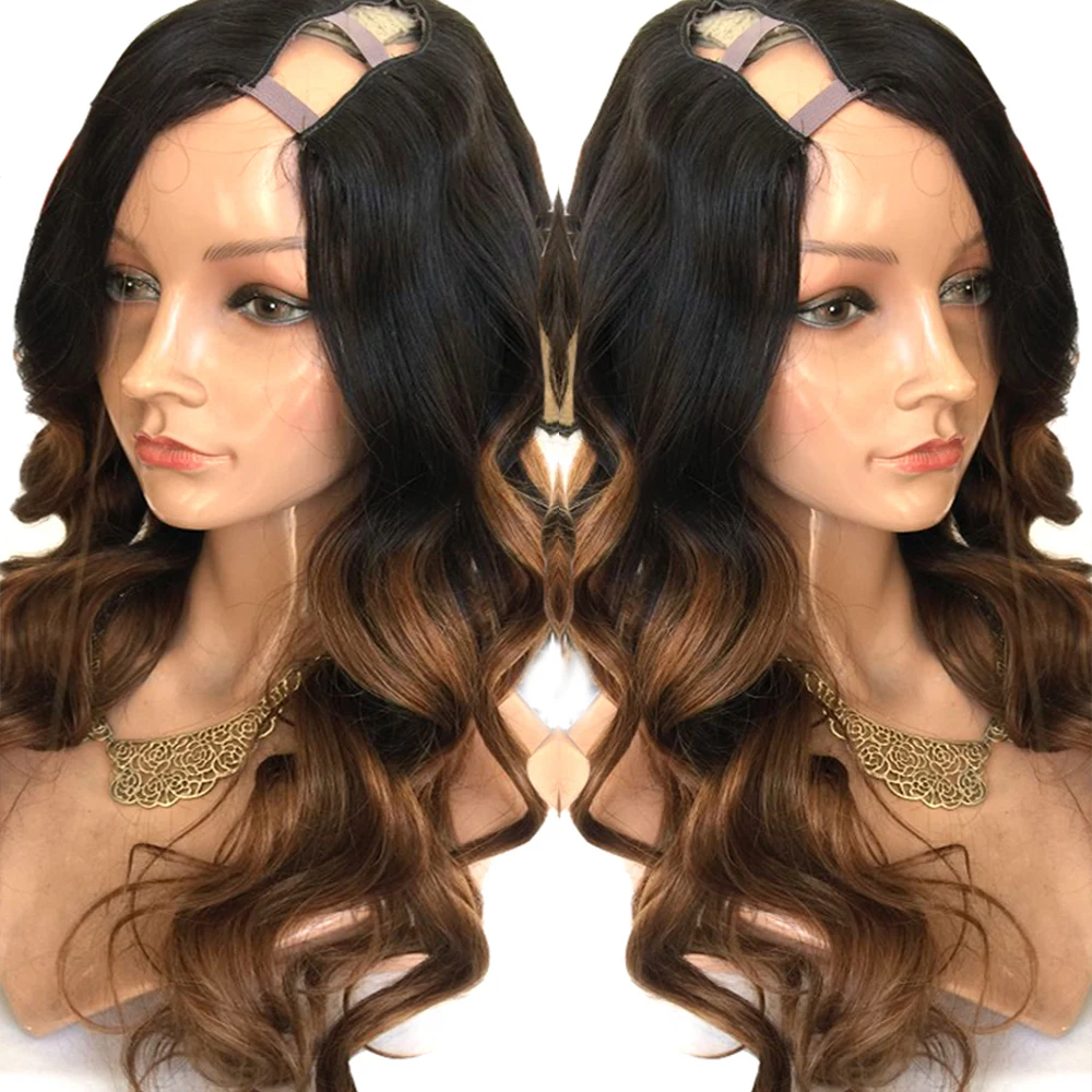 Eversilky 1*4"2*4" T Color Ombre U Part Wig Human Hair Wigs For Women