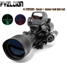 Tactical Optics 4-12X50 Combo Riflescope Optics Sights Red Green Laser and Red Dot Sight with Picatinny Rail Mount Rifle Scope Tactical Optics 4-12X50 Combo Riflescope Optics Sights Red Green Laser and Red Dot Sight with Picatinny Rail Mount Rifle Scope