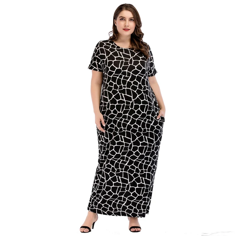 Plus Size Summer Abaya Muslim Dress Islamic Arabic Abayas Short Sleeve ...