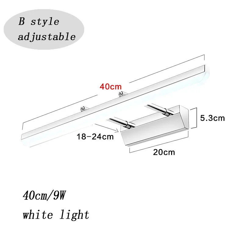 B40CM whitelight Светодиодный настенный светильник, современный туалетный светильник, зеркальный светильник, лампа для спальни, акриловый светодиодный зеркальный светильник для ванной комнаты, настенный светильник - Цвет абажура: B40CM whitelight