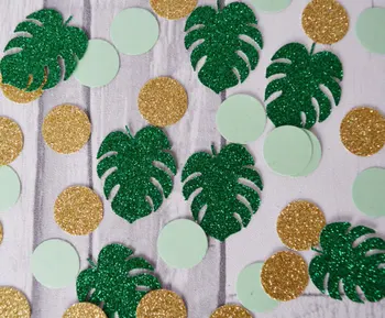 

glitter Tropical weddingbirthday table confettis banner leaves scatters bridal shower bachelorette engagement party decorations