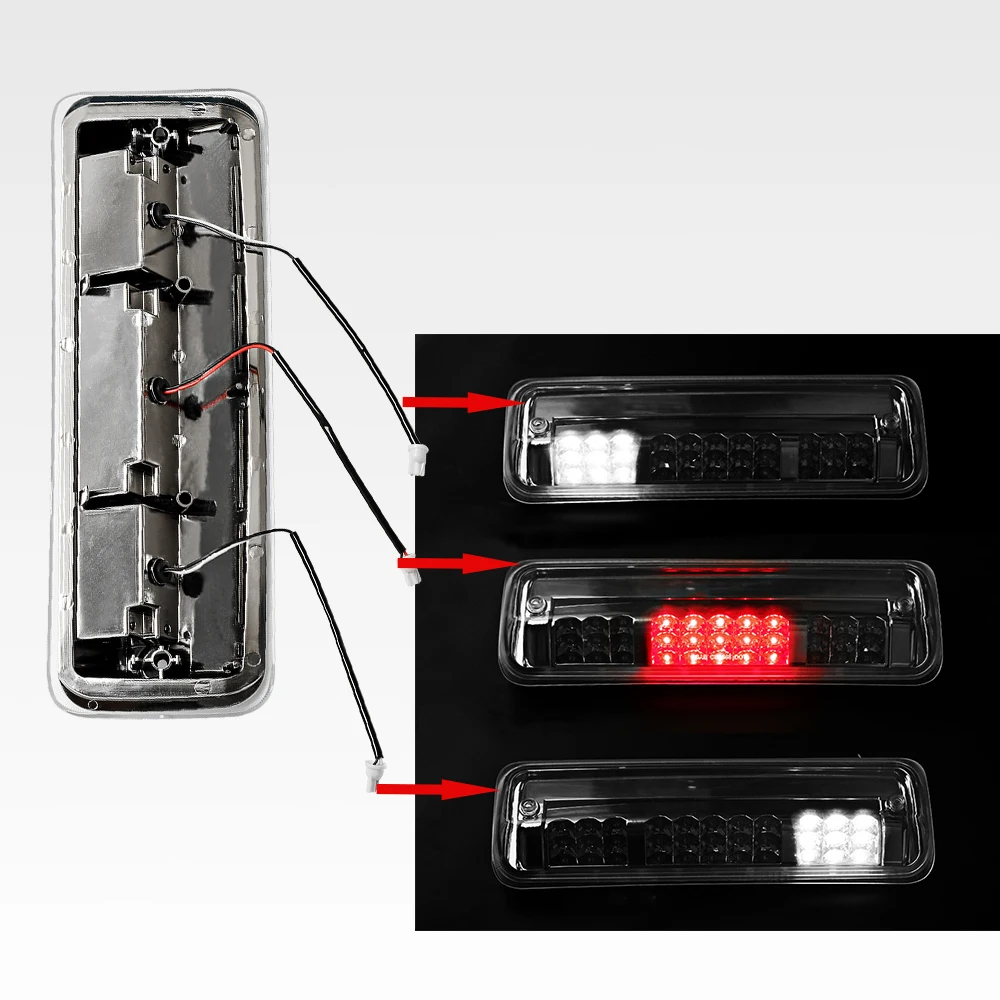 

High Mount Dual Row LED 3rd Brake/Cargo Light Chrome Housing For Ford F150 11th Gen For Lincoln Mark LT