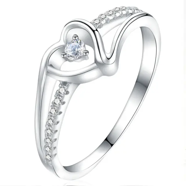 Newshe Heart Shape Proposal Ring Real 925 Sterling Silver Wedding Newshe Heart Shape Proposal Ring Real 925 Sterling Silver Wedding Engagement Band Design Jewelry For
