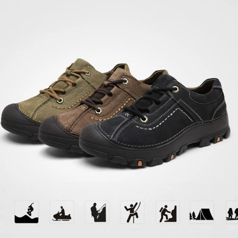 

hiking shoes Fall 2018 High Quality Cowhide sneakers men Outdoor Slip-proof and Portable Training Waterproof Men's Shoes 38-45
