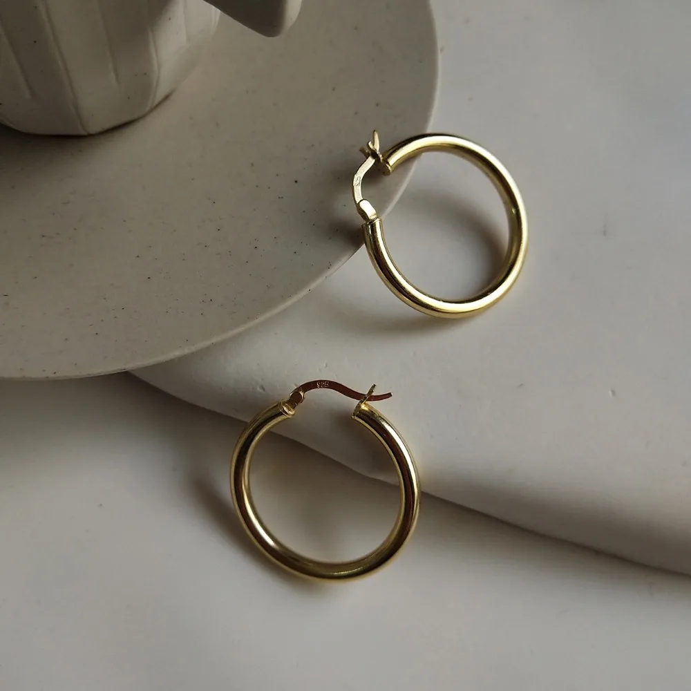 Классические 925 пробы серебряные хип-хоп круглые серьги-кольца для женщин, подлинные серебряные ювелирные изделия, подарок
