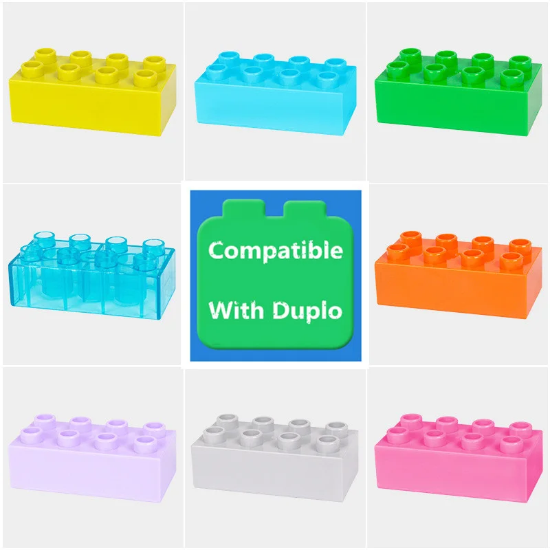 

Diy Building Blocks 2 X 4 Thick Bricks Plastic Large Particle Bulk Accessories Compatible with Legoingly Duploed Toys For Kids