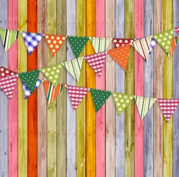 

LIFE MAGIC BOX Photography Backdrop Bokeh Backdrop Colorful Vertical Planks Small Flags Cm15-S-142