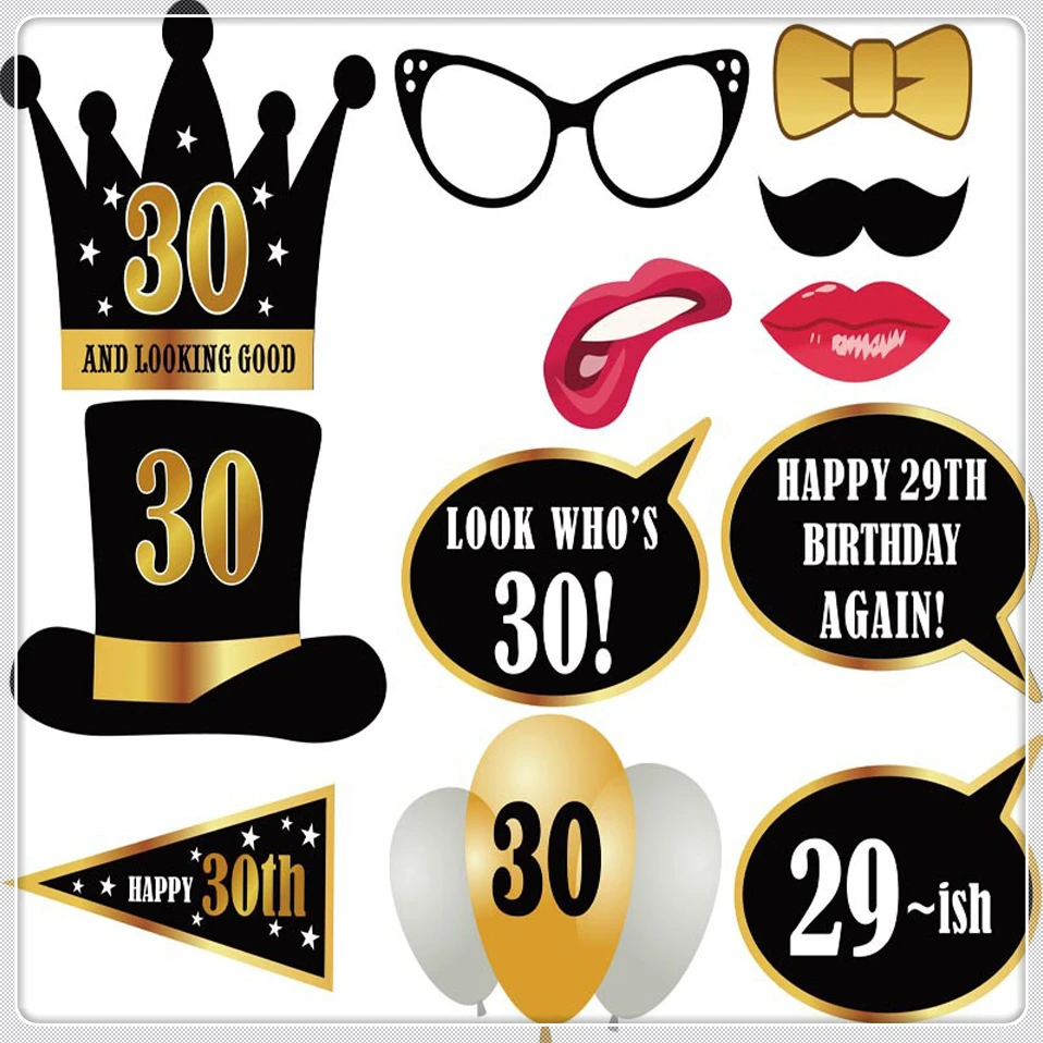 30-й день рождения украшения реквизит для фотографий для взрослых День рождения украшения фото стенд очки-Усы вечерние поставки