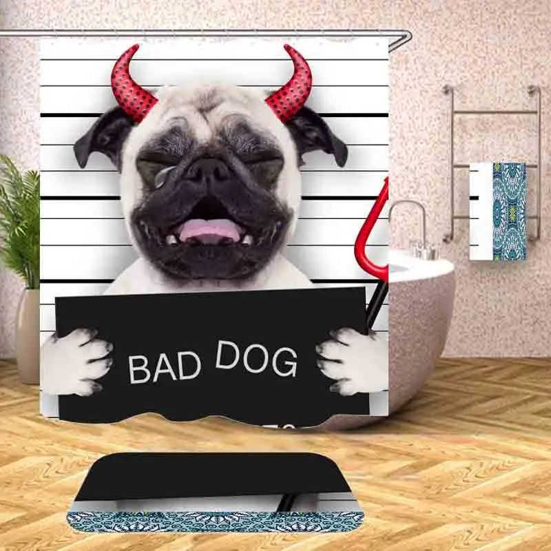 Занавески для душа креативные демоны Bad Dog Bulldog водонепроницаемые Полиэстеровые