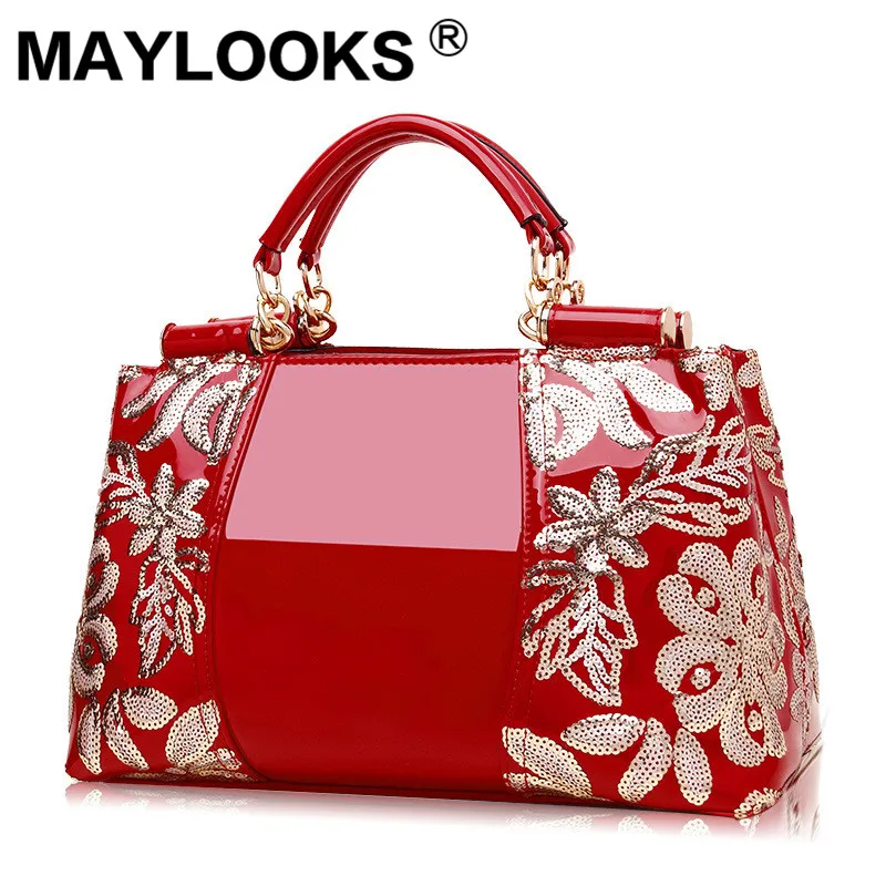 

2019 new fashion patent leather women's handbags handbag shoulder pillow bag M-AS925