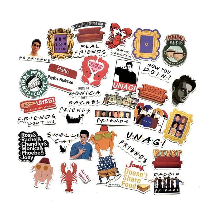 

34pcs/set Friends TV Show Fans Decoration Sticker for DIY Scrapbooking Album Luggage Laptop Phone Decal Sticker