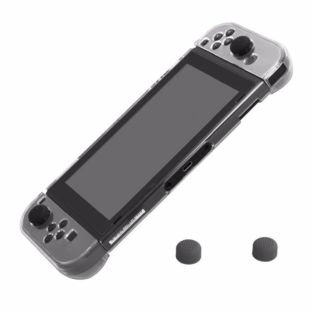 Кристалл Защитная Прозрачная крышка PC чехла для Nintend переключатель НС Console Switch радость-con + закаленное galss фильм + 4 пальца шапки