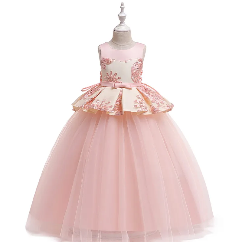 Вечерние платья для девочек-подростков Длинные свадебные халаты, элегантное платье для девочек, вечернее платье подружки невесты, платья принцессы 8, 10, 14 лет, LP-222 - Цвет: pink