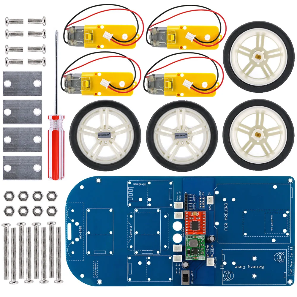 4WD Wireless JoyStick Remote Control Rubber Wheel Gear Motor Smart Car Kit w/ Tutorial for Arduino UNO R3 Nano Mega2560 4WD Wireless JoyStick Remote Control Rubber Wheel Gear Motor Smart Car Kit w/ Tutorial for Arduino UNO R3 Nano Mega2560
