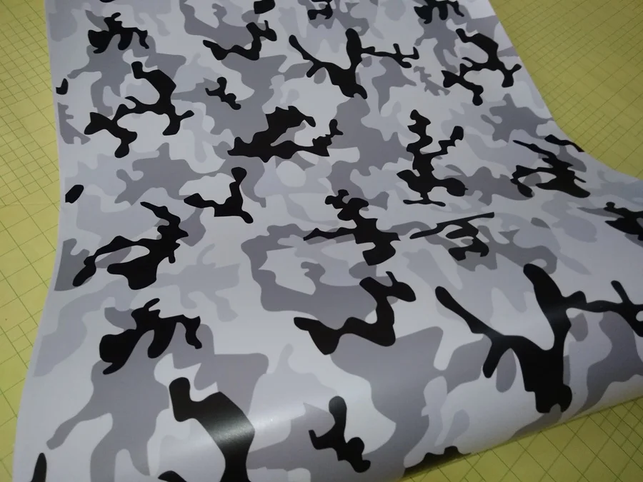 BLACK WHITE GREY SNOW CAMO VINYL CAR WRAPPING FILM STICKER (6)
