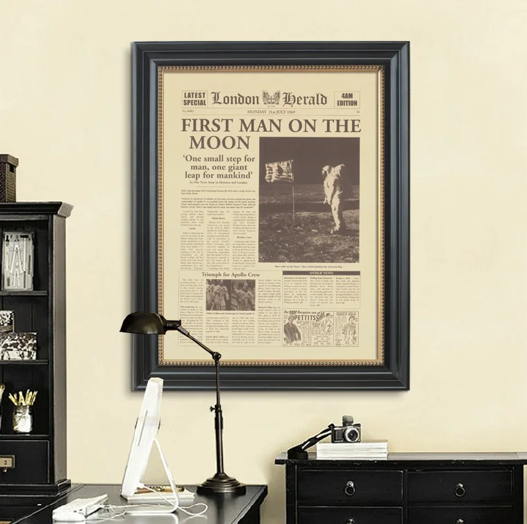 Old Newspaper Print COTTON Canvas Painting Vintage Enlish Newspaper