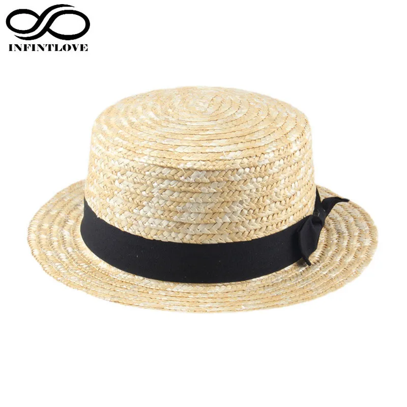LUCKYLIANJI бежевый для мужчин леди/ребенок дети канотье лето пляж лента круглый плоский верх соломенная фетровая шляпа Панама