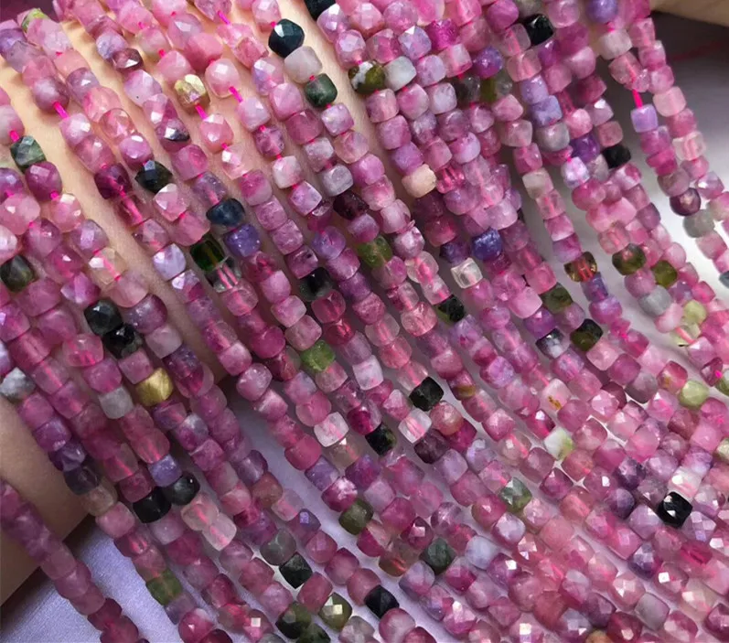 

TOURMALINE square faceted 4-5mm for DIY jewelry making loose beads FPPJ wholesale beads nature gemstone peace buckle