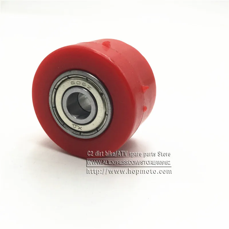 8mm or 10mm bearing Drive Chain Pulley Roller Slider Tensioner Wheel Guide Pit Dirt Street Bike Motorcycle Atv CRF RED