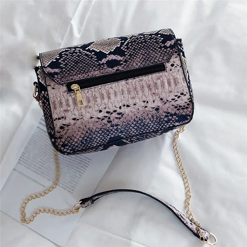 Женская модная сумка из искусственной кожи со змеиным узором, Повседневная маленькая сумка на плечо, женская сумка-мессенджер с цепочкой, женская брендовая Сумочка под змеиную кожу#40