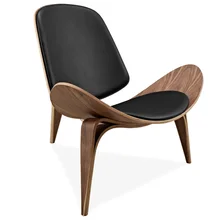 Shell Chair Replica Ash-Plywood Living-Room-Furniture Wegner-Style Hans Faux-Leather