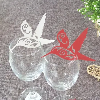 

50 PCS Bird Shape Name Card Wine Glass Card Laser Cut Paper Cup Card Table Mark Home Wedding Party Decoration 5ZB55