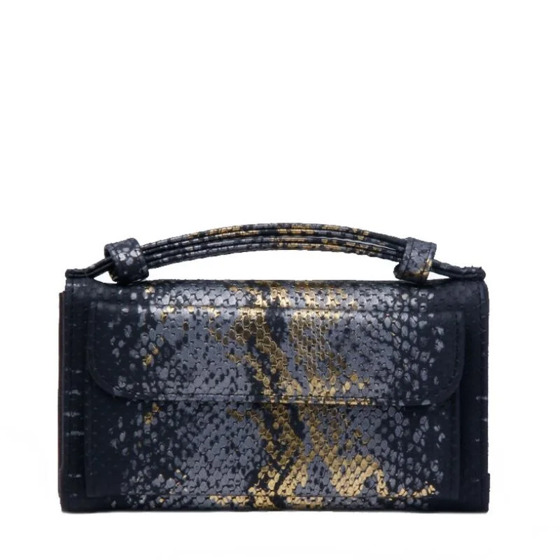 New Style Luxury Handbags For Women Genuine Leather Day Small Clutch One Chain Shoulder Cross-body Bags Crocodile Pattern Purse - Color: Gloss black