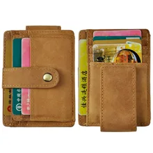 Мужской натуральная кожа Дизайн модные путешествия тонкий кошелек передний карман Магнитная большой Ёмкость Money Clip Card Case для Для мужчин 1025l