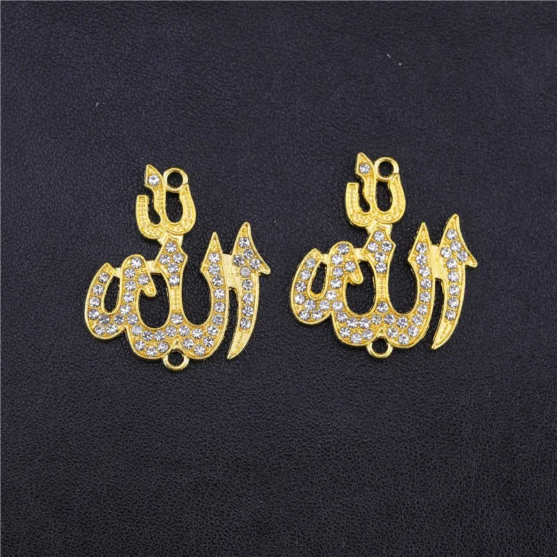Juya 5 шт. исламские Подвески Стразы золотой серебряный полумесяц Allah Разъемы Аксессуары для мусульманских Qamis ювелирных изделий