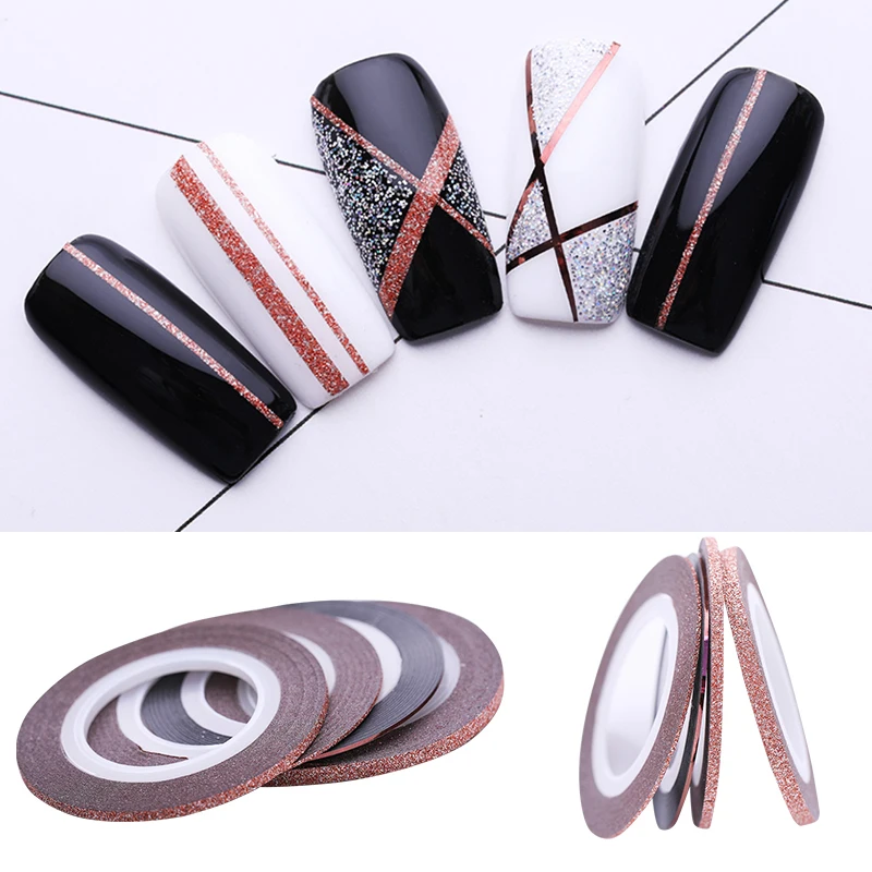 

4 Pcs Rose Gold Curve Stripe Line Set 3D Nail Sticker Adhesive Striping Tape Tips Decal Glue Papers Manicure Nail Art Decoration