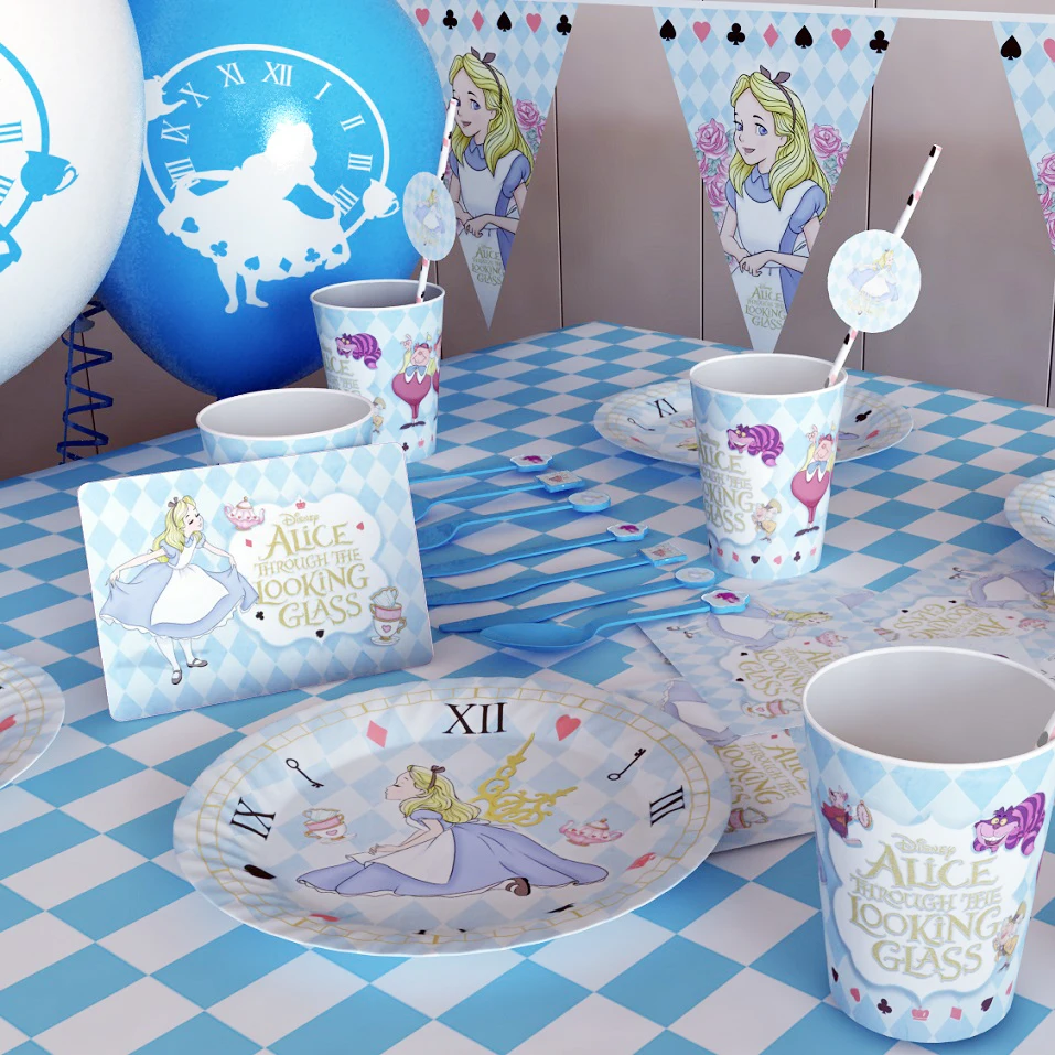 Alice Fete D Anniversaire Fournitures Alice Au Pays Des Merveilles Nappe Cartes D Invitation Decoration De Fete Pour Fille Jetable Ensemble De Vaisselle Aliexpress