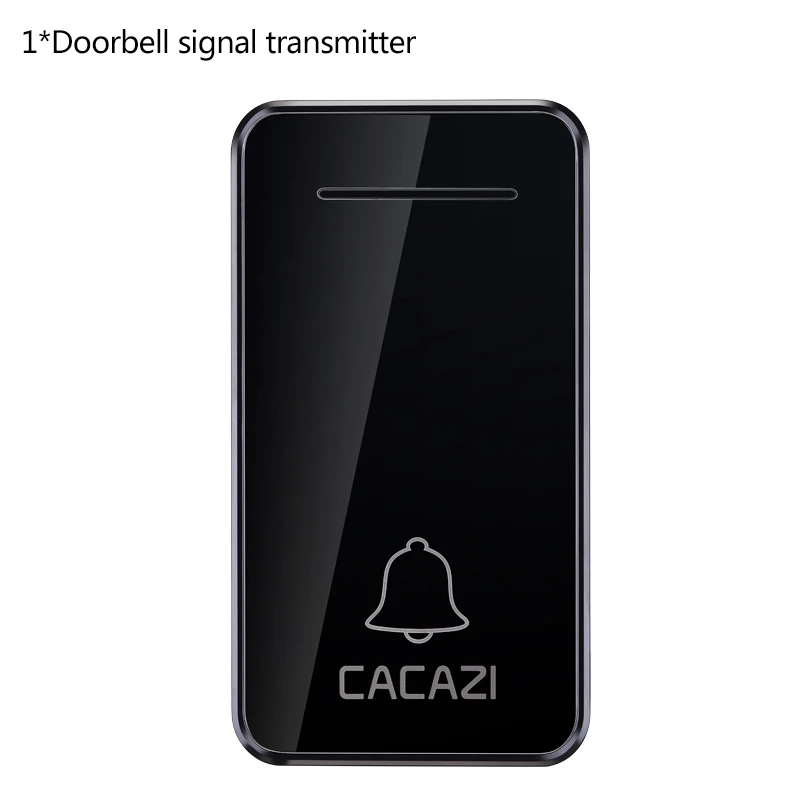 Self-powered Waterproof Wireless Doorbell No Battery LED Light 200M Home Cordless Bell EU Plug 1 2 Button 1/2 Receiver - Цвет: black-Signal