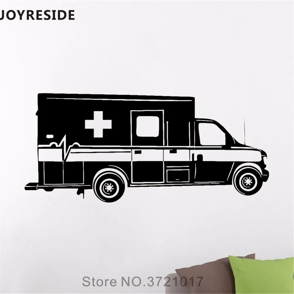 

JOYRESIDE Car Ambulance Wall Decal Medical Wall Sticker Medicine Art Vinyl Home Playrooms Livingroom Decor Interior Design A811