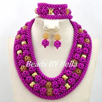 

Graceful Purple Bridal Beads Jewelry Set African Wedding Bridal Jewelry Set Party Gift Set Women Jewelry Free Shipping ABY282