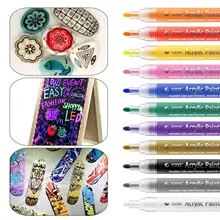 12 акриловая краска маркеры Перманентный Средний кончик краски маркеры набор для керамика рок дерево, стекло и творческий