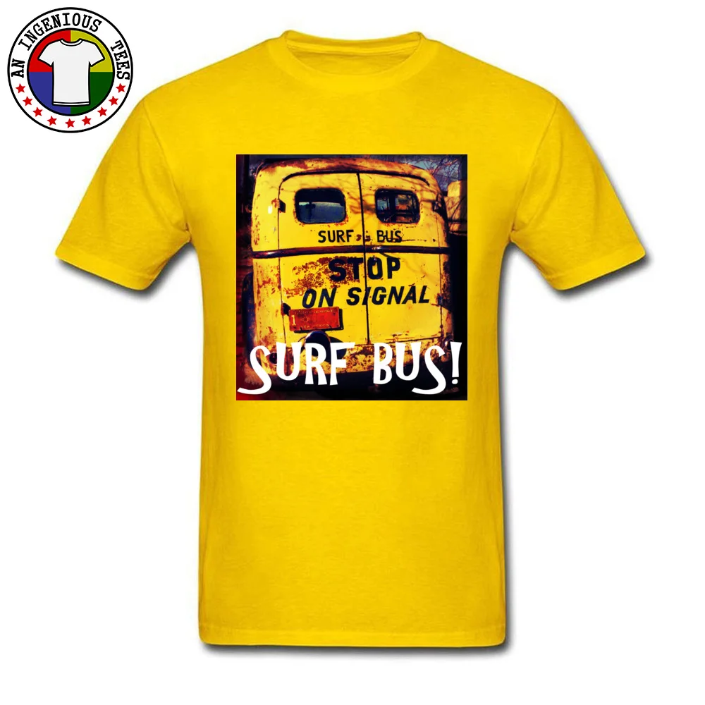 100% Cotton Fabric Man Short Sleeve Surf Bus Top T-shirts 3D Printed Tees Slim Fit Classic Crew Neck Tops Tees Surf Bus yellow