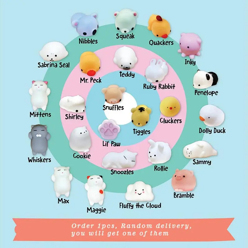 

Funny Mini Squeeze Toys Soft Silicone Hand Squishy Animals Cat Kawaii doll Rubber Squish Anti stress Joke Rising Toy Gift