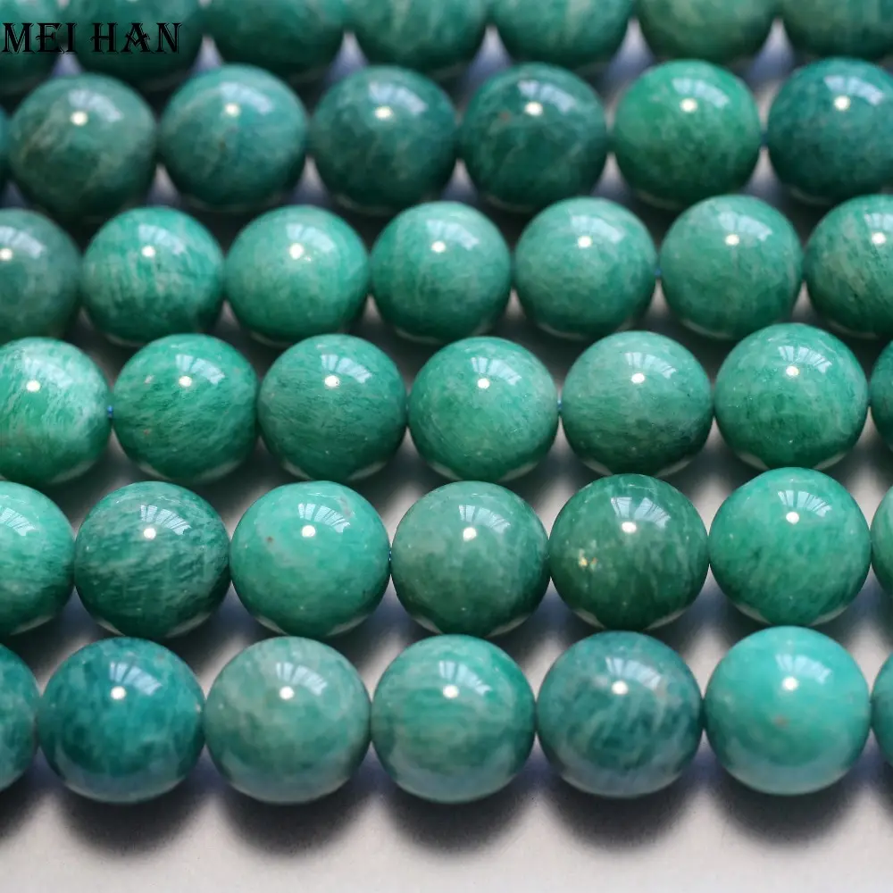 

Meihan Free shipping (32beads/set) natural Grade A Mozambique amazonite 11.5-12.5mm smooth round for jewelry making design