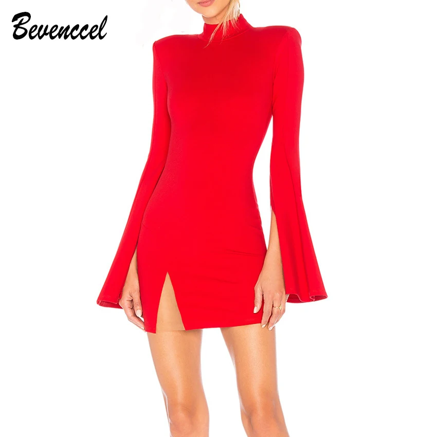 

Vestidos Verano 2019 Women Sexy Runway Elegant Celebrity Party Dress Long Cloak Sleeve Bandage Dress Chic Cut Out Women Dress