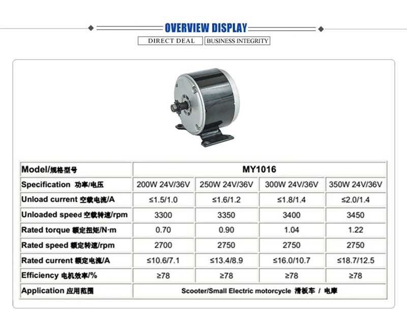 Clearance Electric Scooter Folding Bike Conversion Kit MY1016 250W 12V/24V High Speed Brushed DC  Motor with 25H Sprocket Chain Driver 1