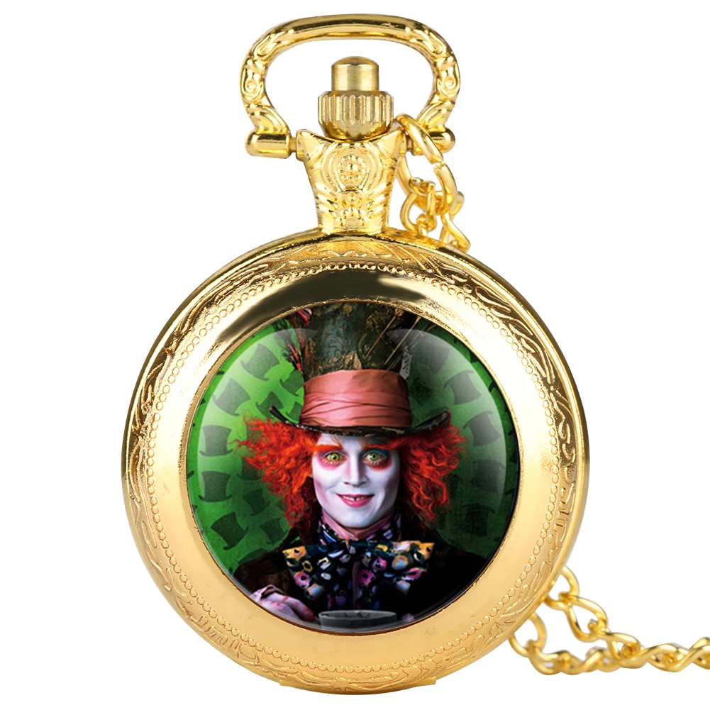 Антикварные мужские карманные часы золотой клоун узор карманные часы для мальчика арабский Numreal кварцевые цепочки и ожерелья часы для