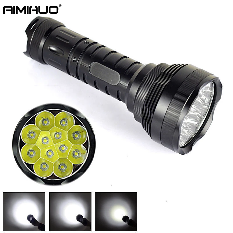 

AIMIHUO LED flashlight Waterproof Torch 12T6 hunting camp 16000LM Hard Light flashlight Lamp For 18650 Rechargeable Battery