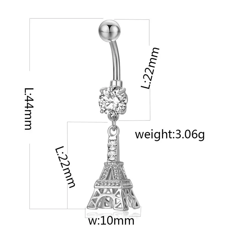 Hot Statement Hollow Double Heart Gold Surgical Steel Piercing Body Jewelry Sexy Crystal Zircon Pendant Belly Button Rings